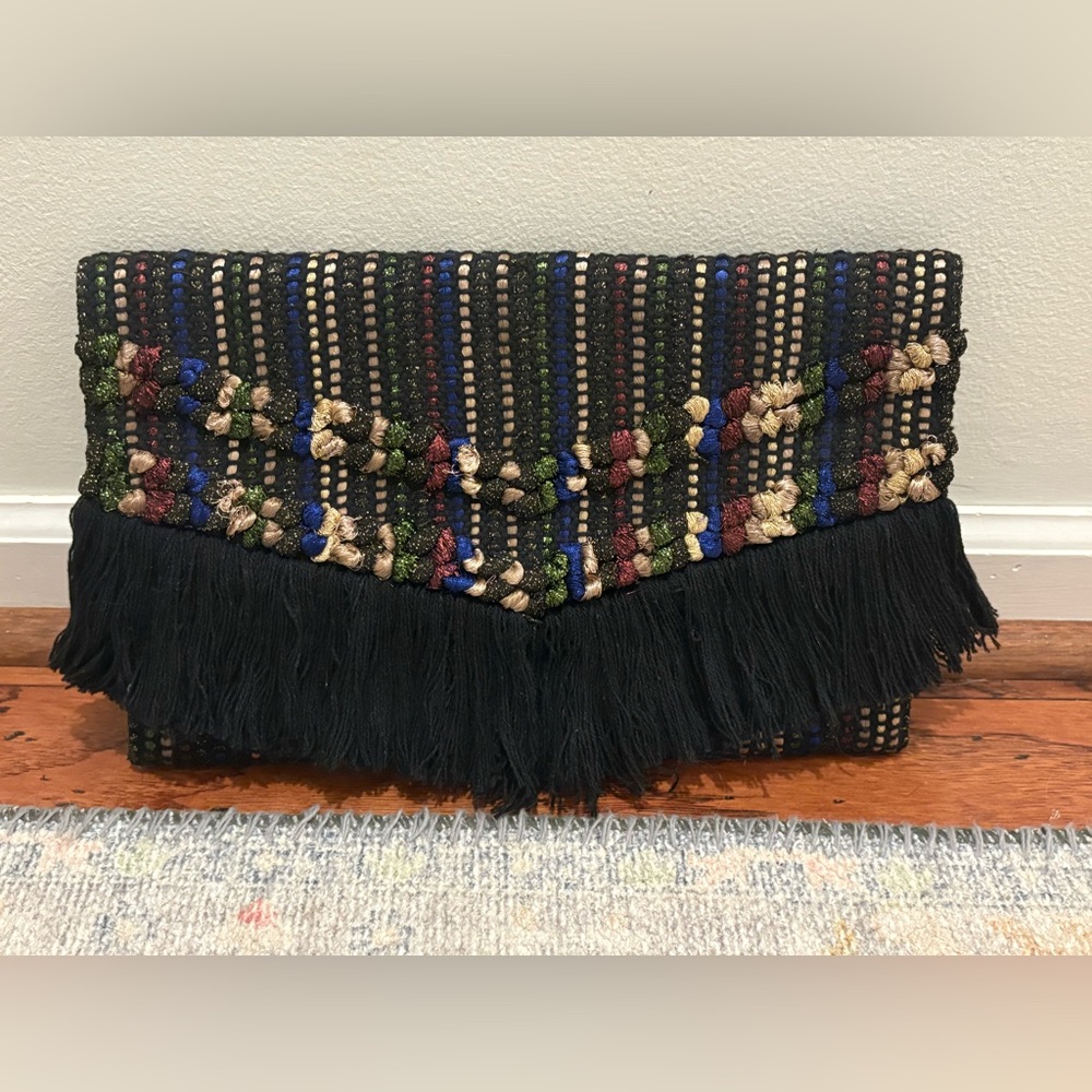Stella & Dot fringe multicolor clutch